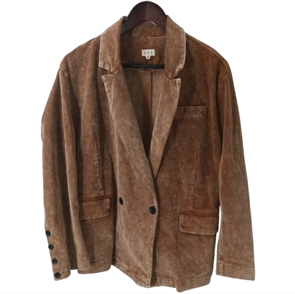 POL Corduroy Always Dreaming Caramal  Jacket Double Breasted Blazer Size Medium - Picture 2 of 11